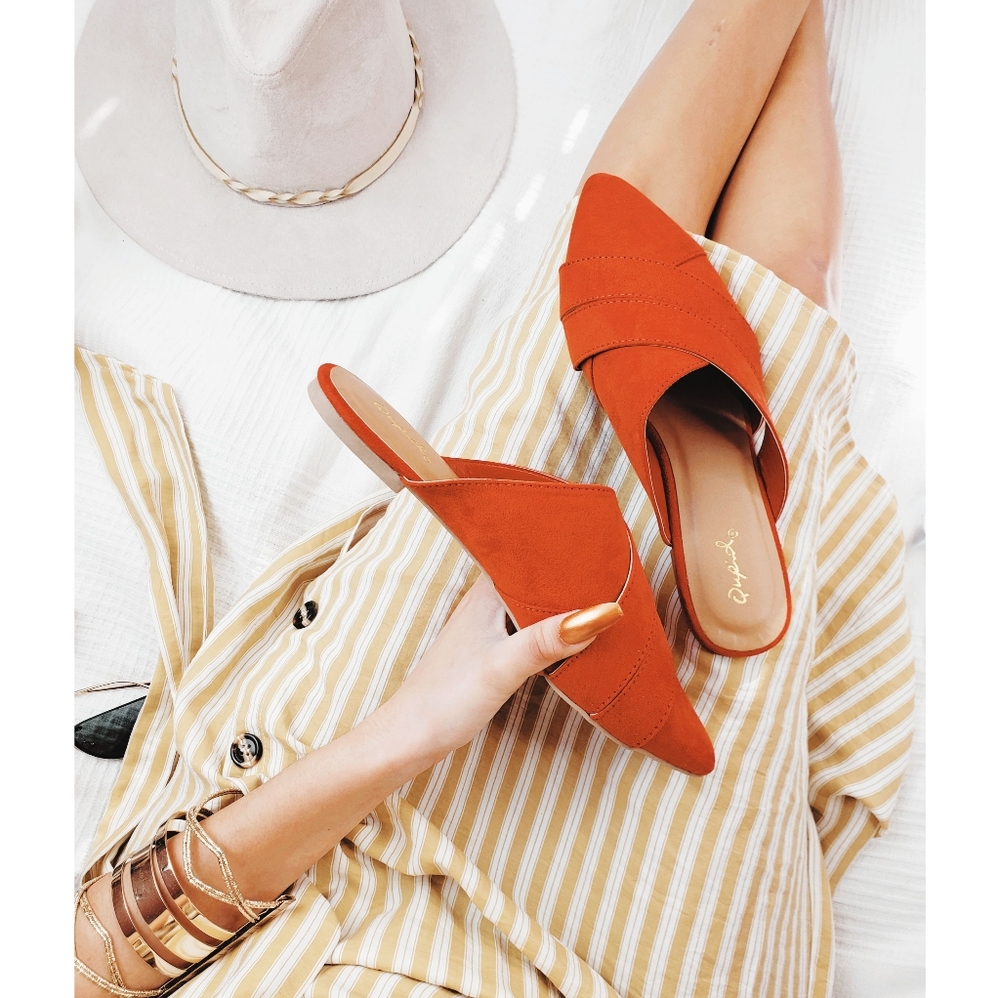 Price firm!Arabella// brick crisscross mule flat - Picture 3 of 6